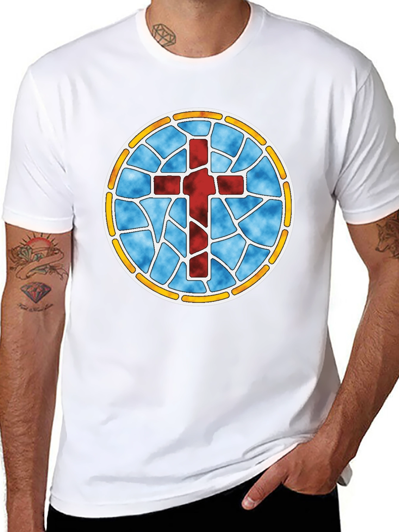 Stained Glass Cross Graphic Tee