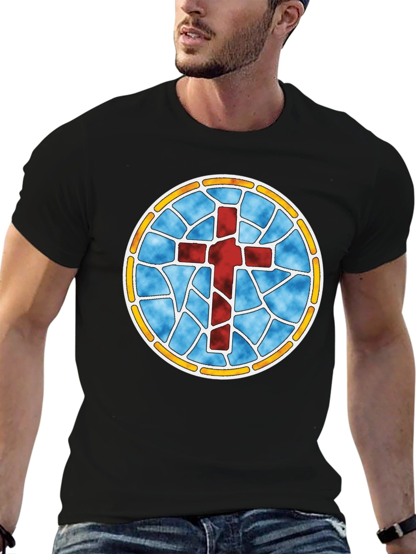 Stained Glass Cross Graphic Tee
