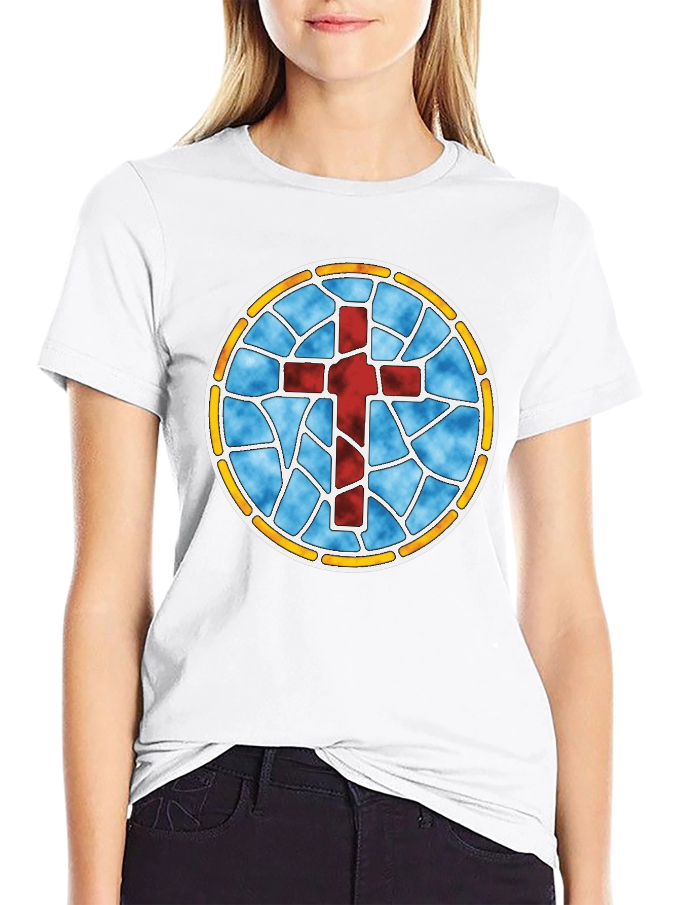Stained Glass Cross Graphic Tee