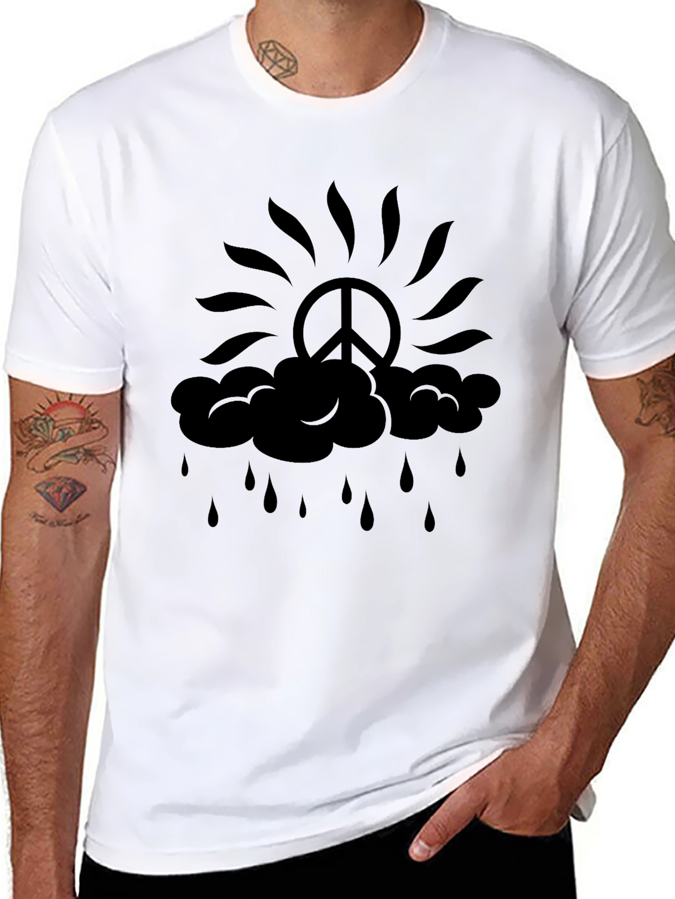 Peace Sign Sun Rain Graphic Tee