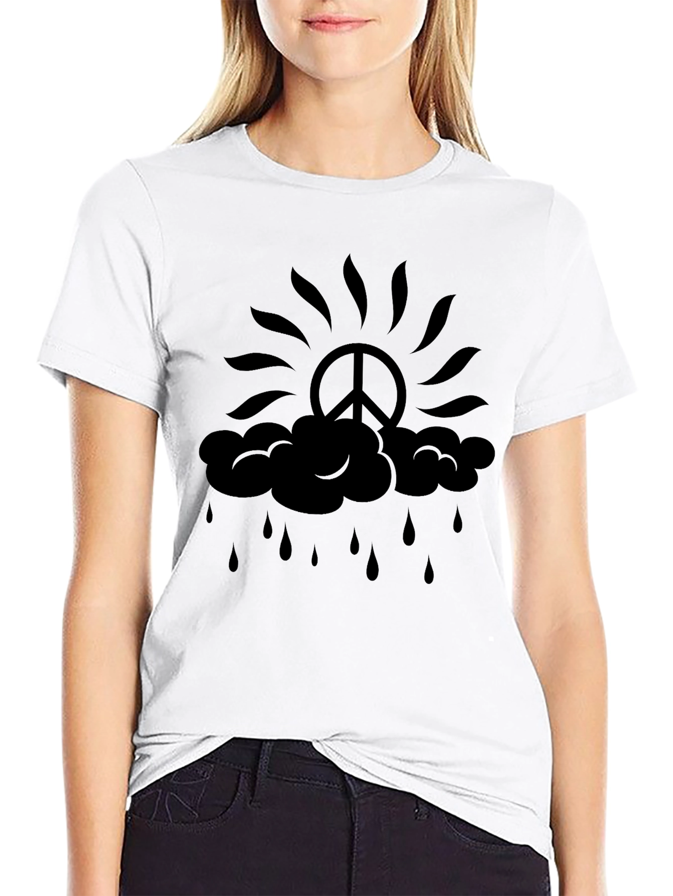 Peace Sign Sun Rain Graphic Tee
