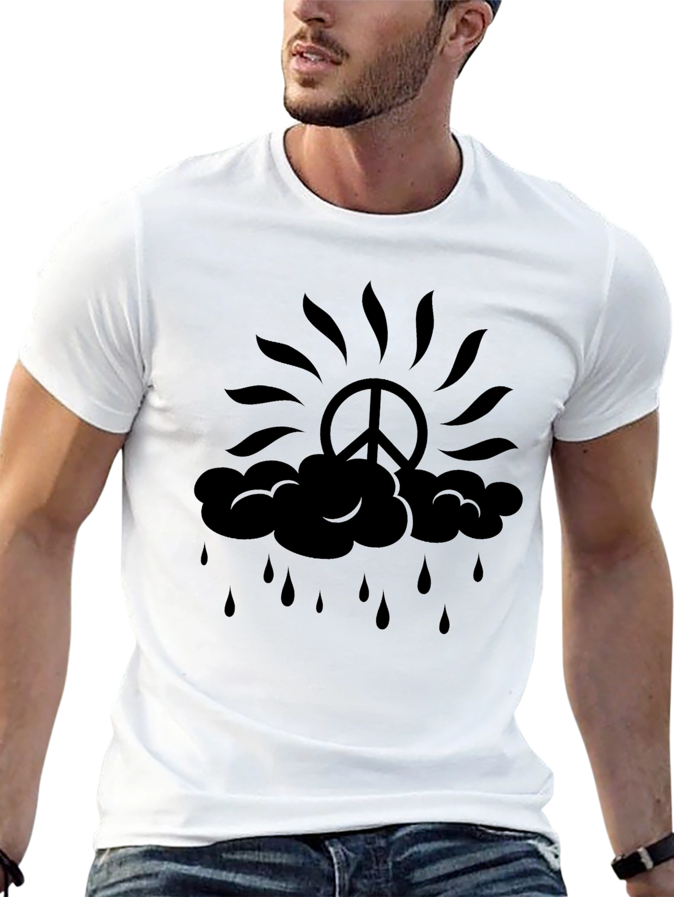 Peace Sign Sun Rain Graphic Tee
