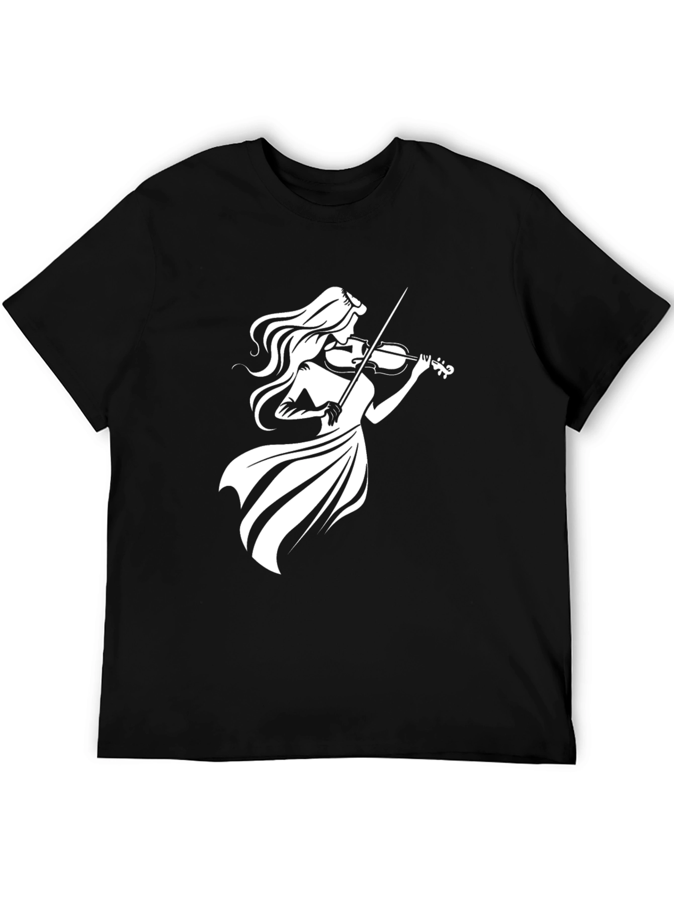 Violinist Graphic Tee - Black Cotton T-Shirt