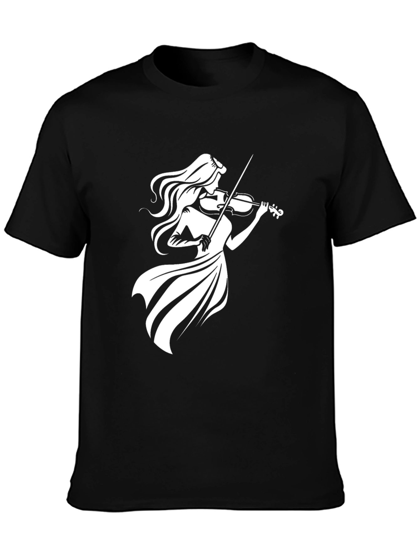 Violinist Graphic Tee - Black Cotton T-Shirt