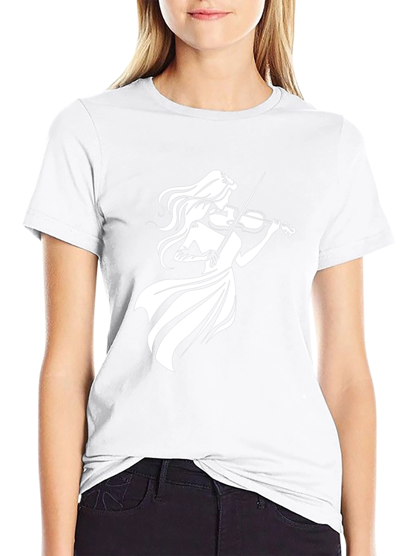 Violinist Graphic Tee - Black Cotton T-Shirt