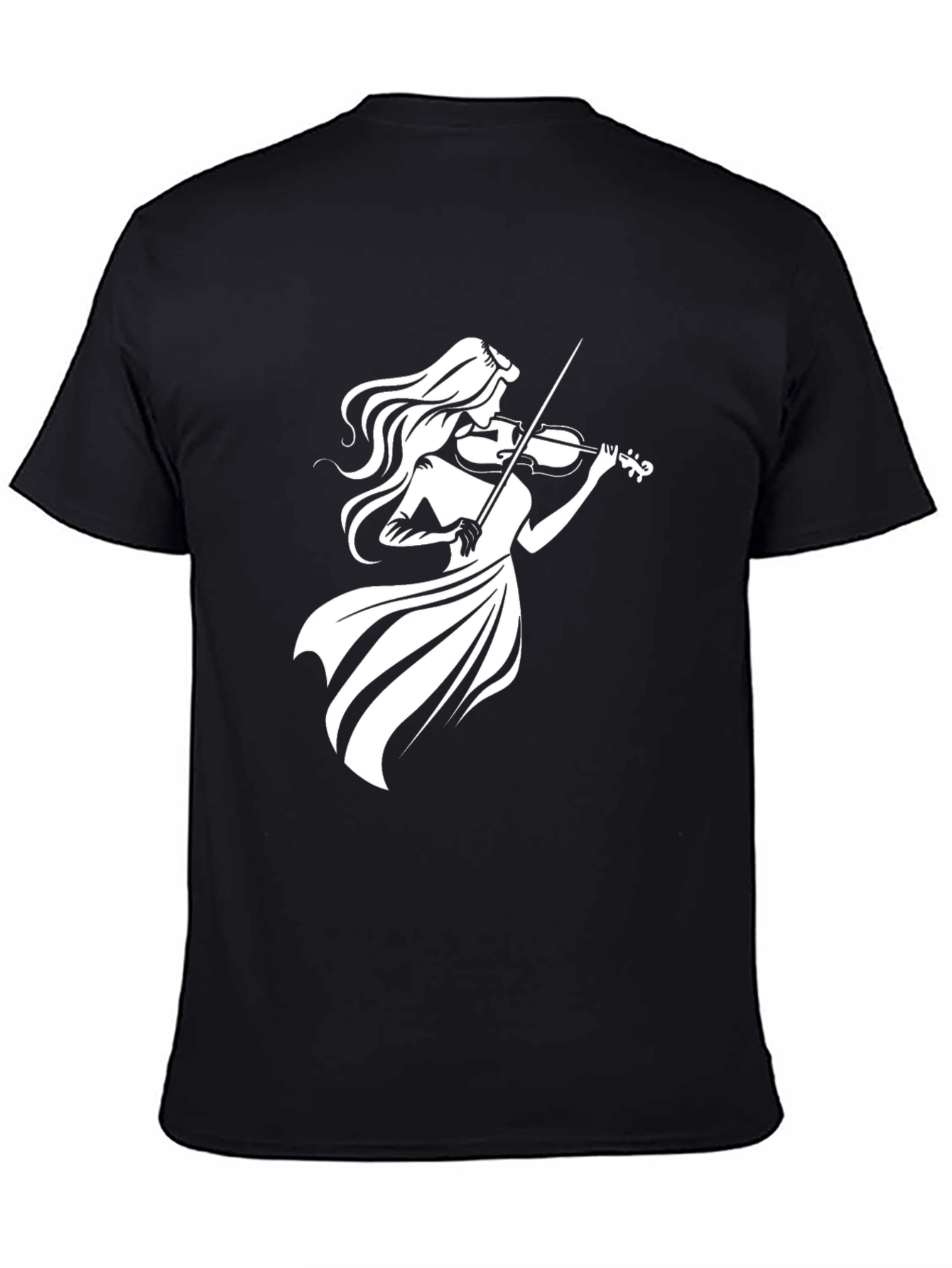 Violinist Graphic Tee - Black Cotton T-Shirt