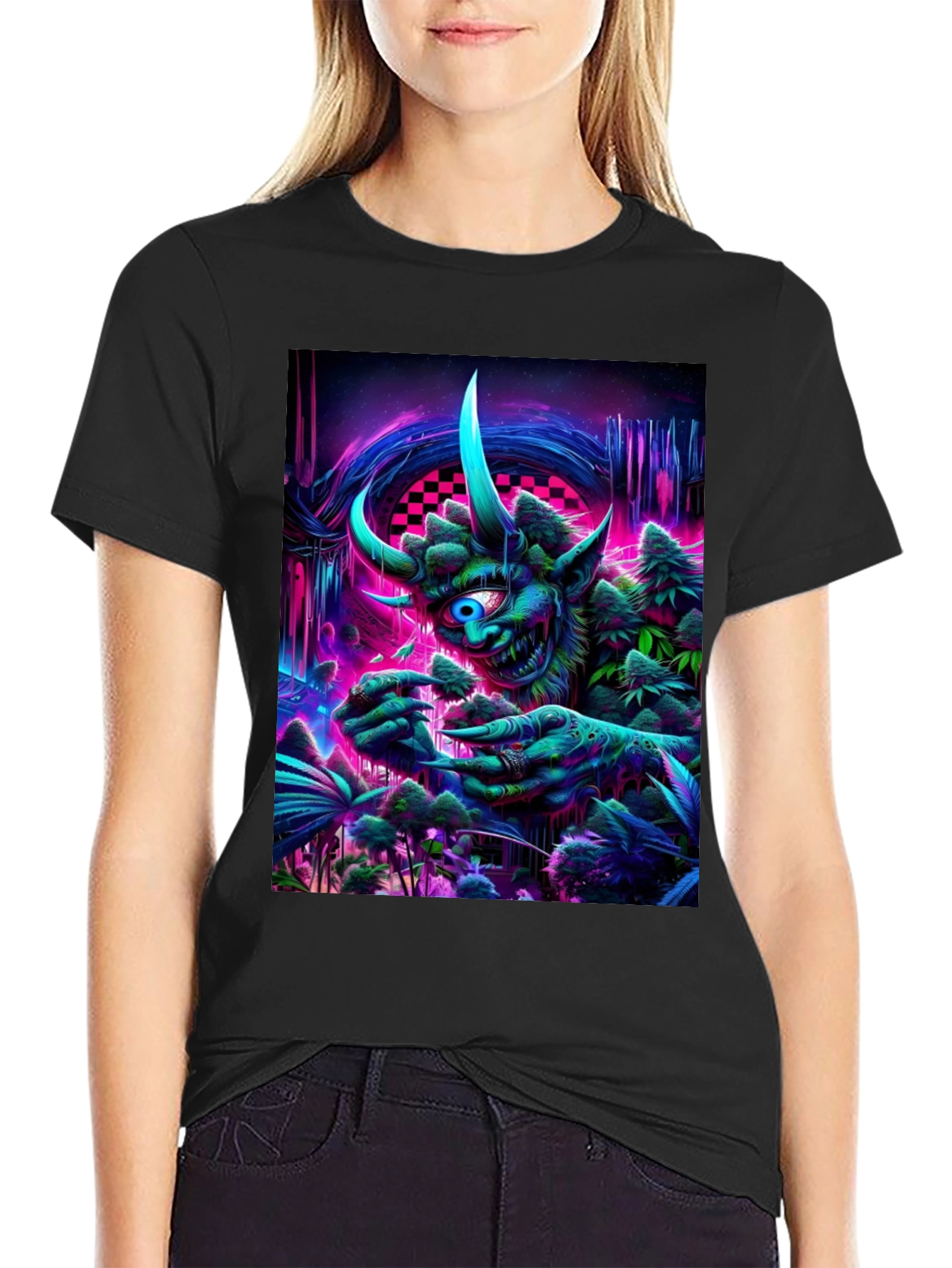Psychedelic Monster Graphic T-Shirt