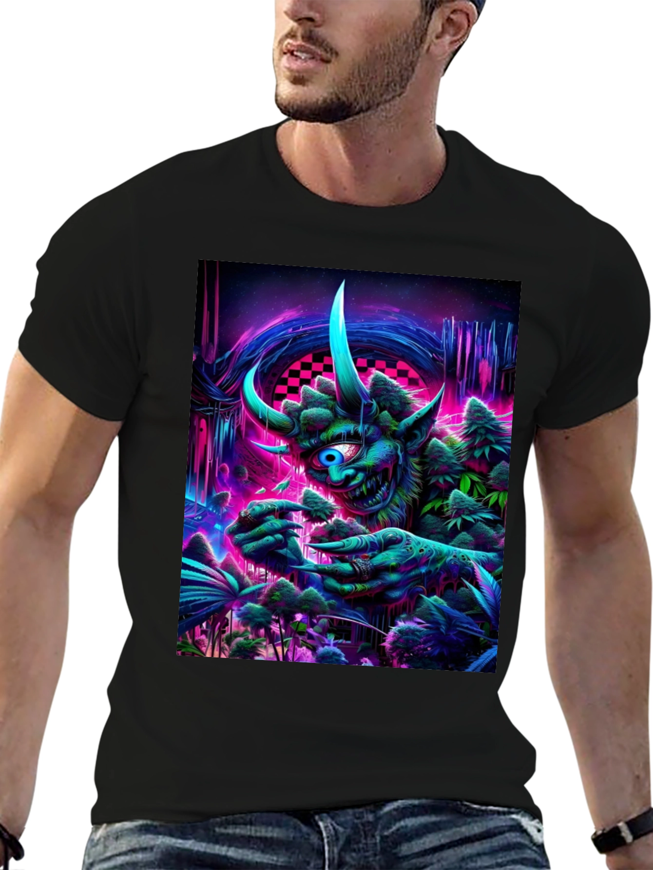 Psychedelic Monster Graphic T-Shirt