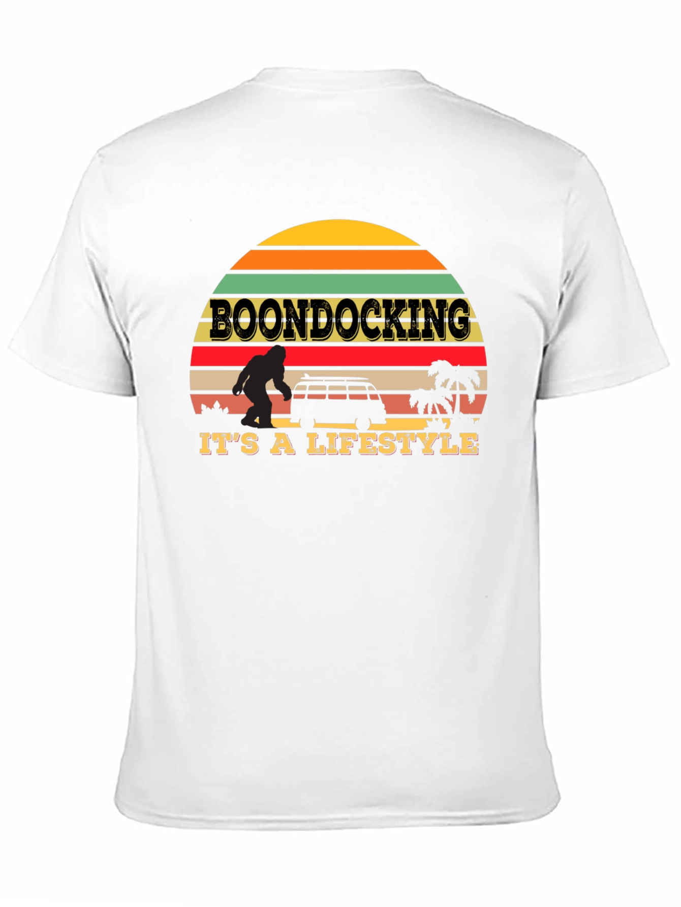 Boondocking Lifestyle T-Shirt - Retro Sunset Design