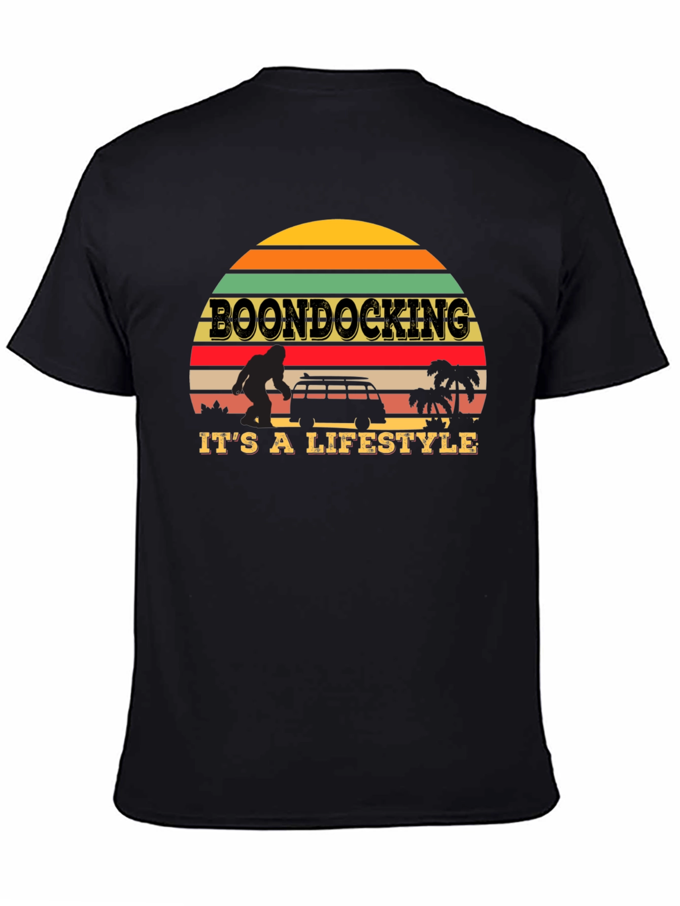 Boondocking Lifestyle T-Shirt - Retro Sunset Design