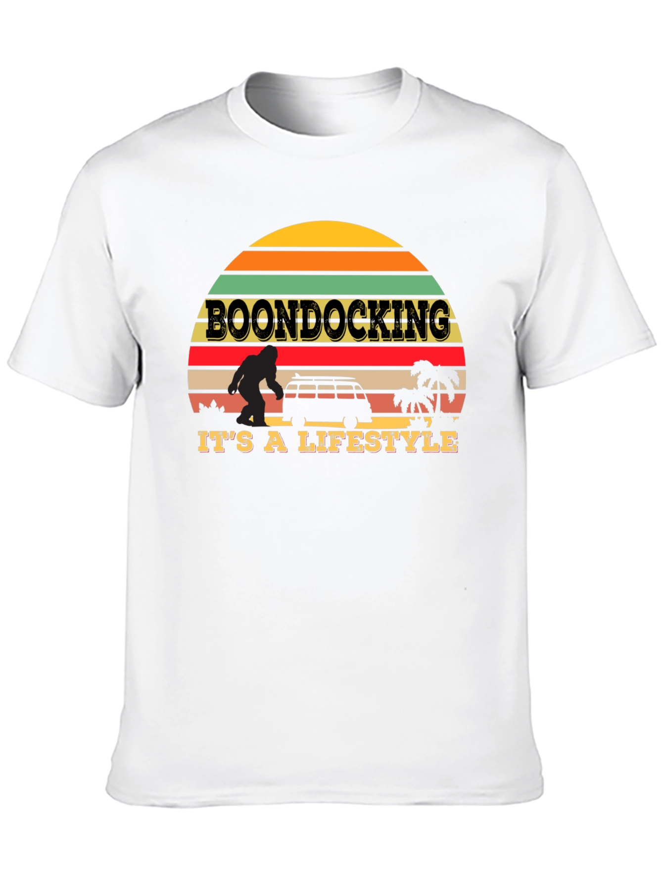 Boondocking Lifestyle T-Shirt - Retro Sunset Design