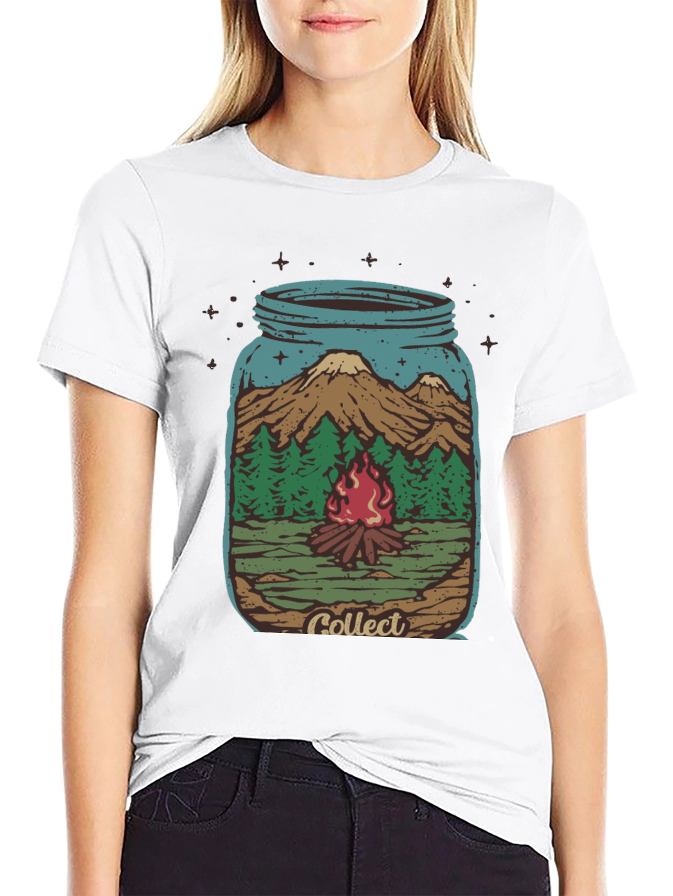 Camping Jar Graphic T-Shirt - Black