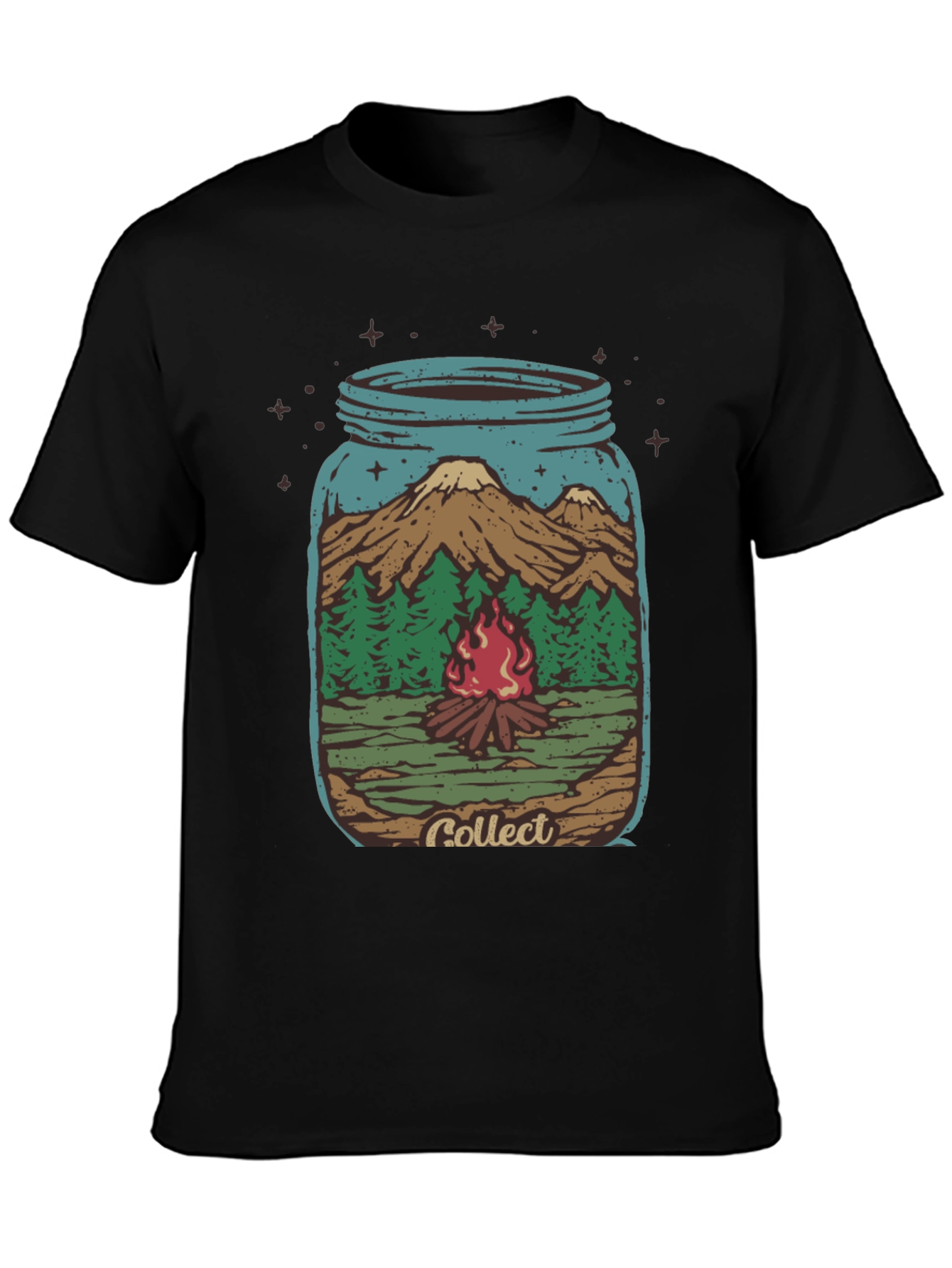 Camping Jar Graphic T-Shirt - Black