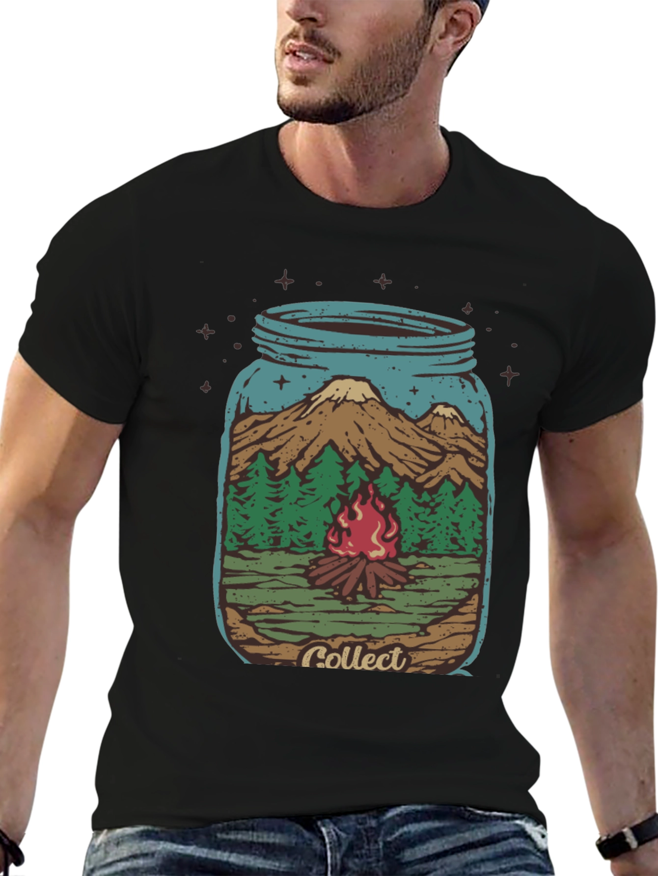 Camping Jar Graphic T-Shirt - Black