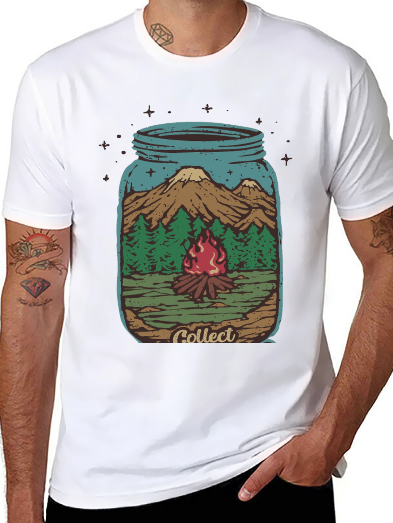 Camping Jar Graphic T-Shirt - Black