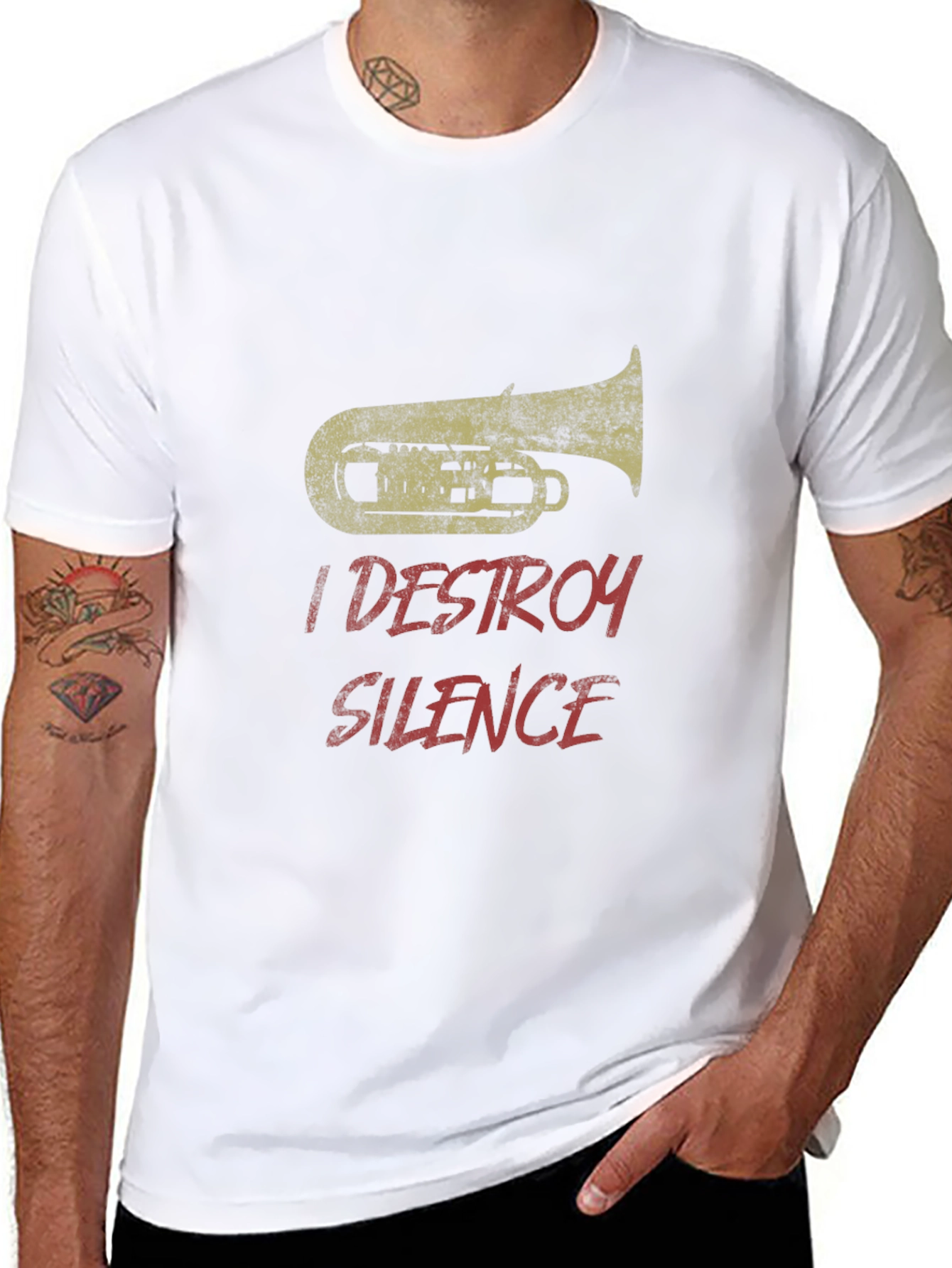 I Destroy Silence Tuba T-Shirt - Band Musician Tee
