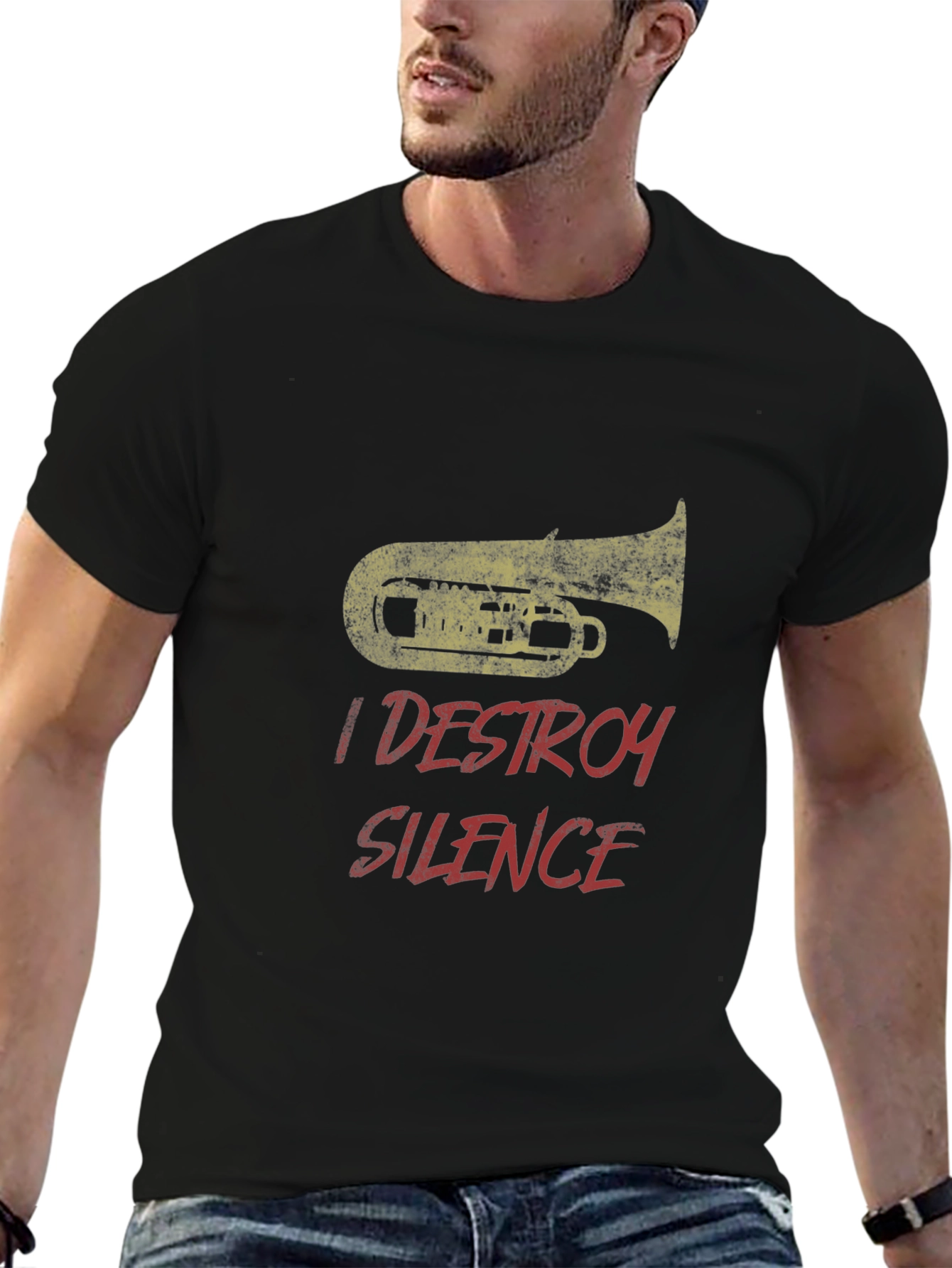 I Destroy Silence Tuba T-Shirt - Band Musician Tee