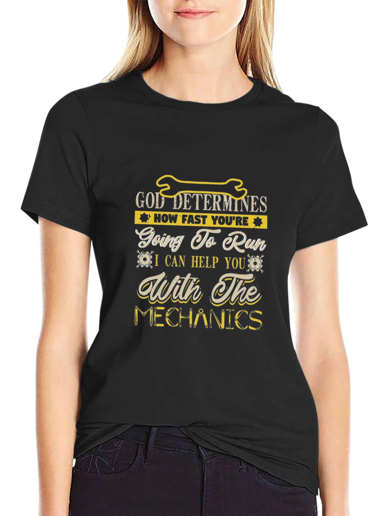 God Determines Mechanics T-Shirt - Black