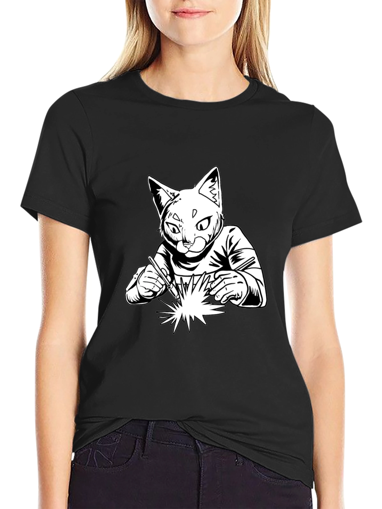 Welding Cat T-Shirt - Cool Graphic Tee