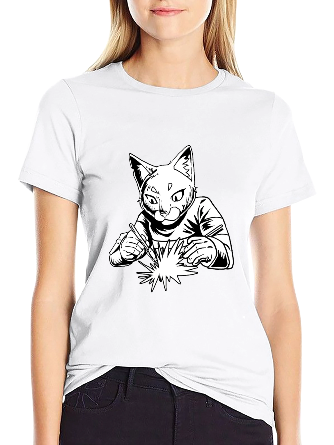 Welding Cat T-Shirt - Cool Graphic Tee