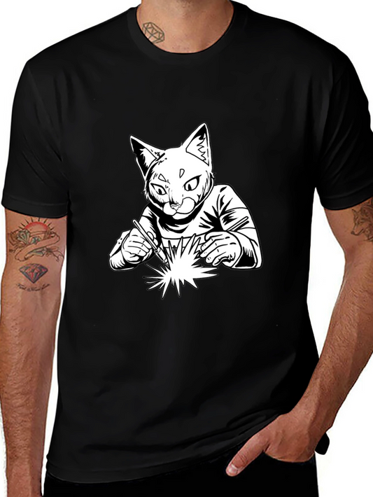 Welding Cat T-Shirt - Cool Graphic Tee