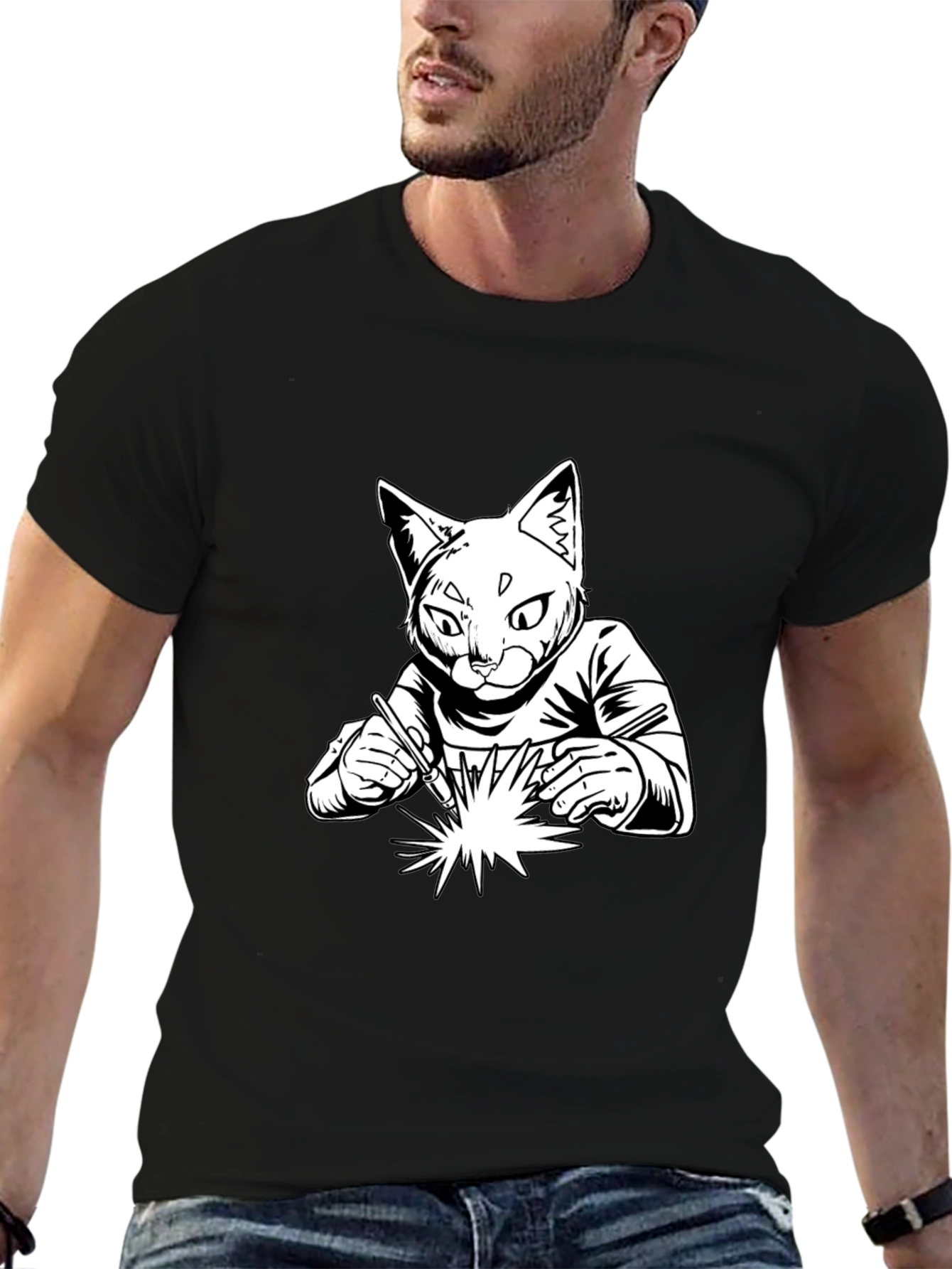 Welding Cat T-Shirt - Cool Graphic Tee