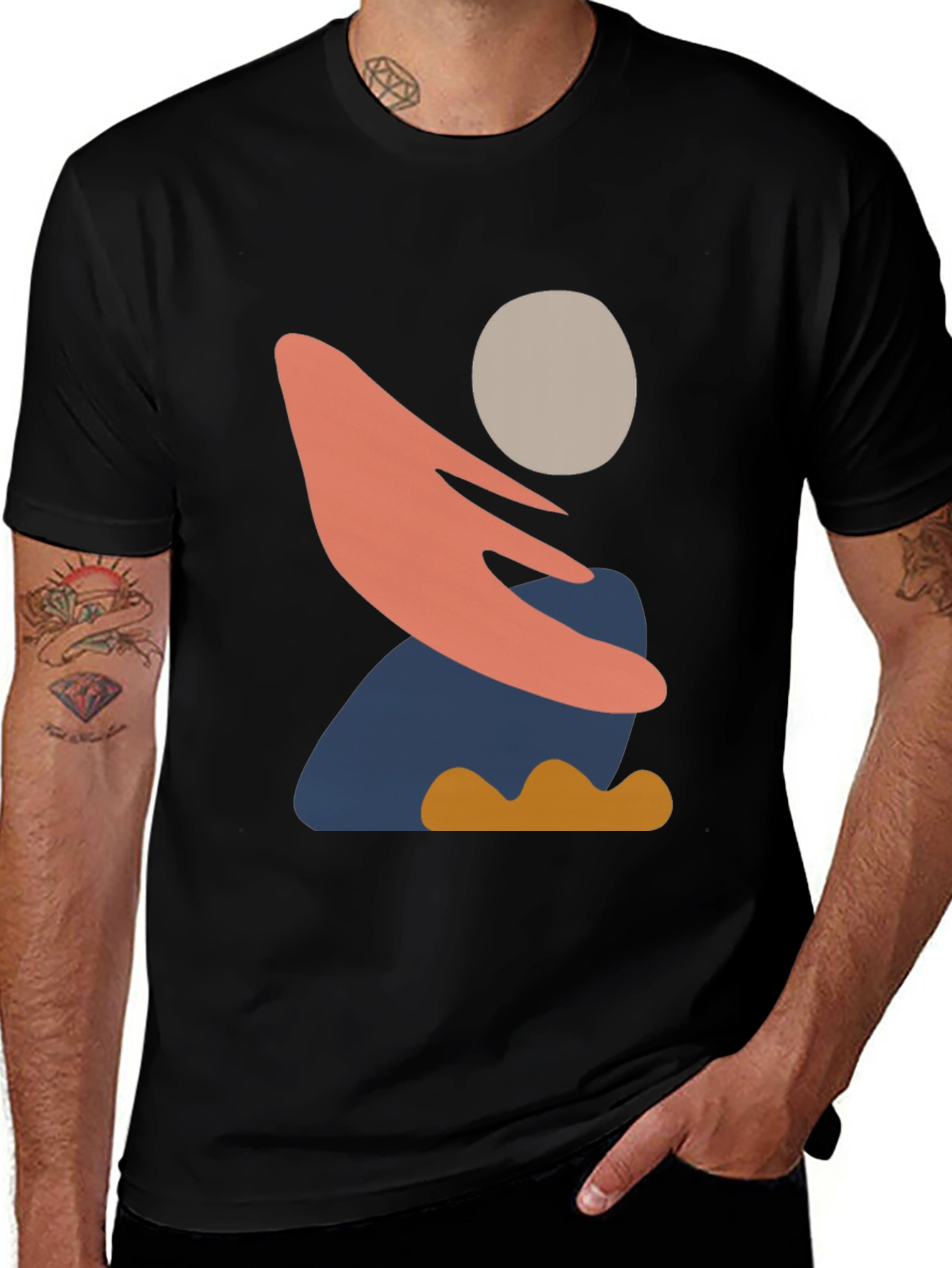 Abstract Graphic Print Mens Black T-Shirt