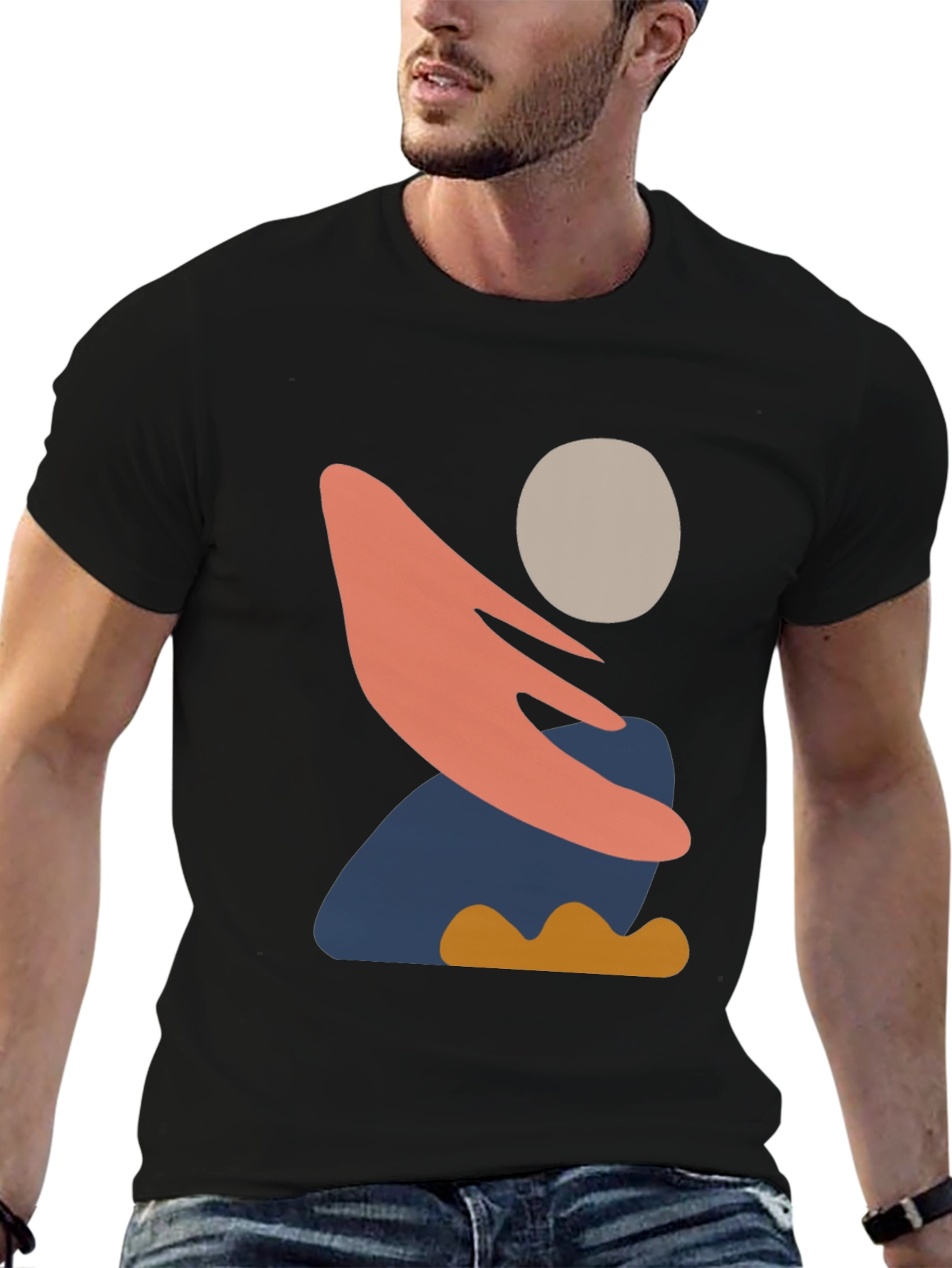 Abstract Graphic Print Mens Black T-Shirt