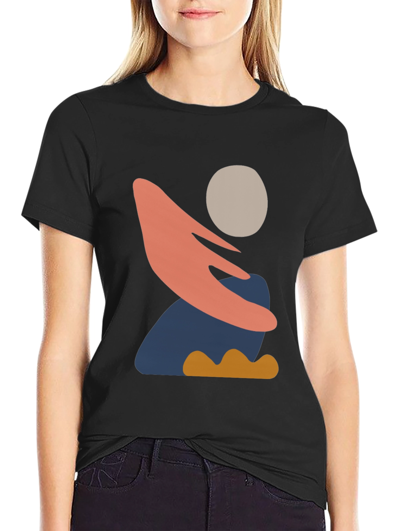 Abstract Graphic Print Mens Black T-Shirt