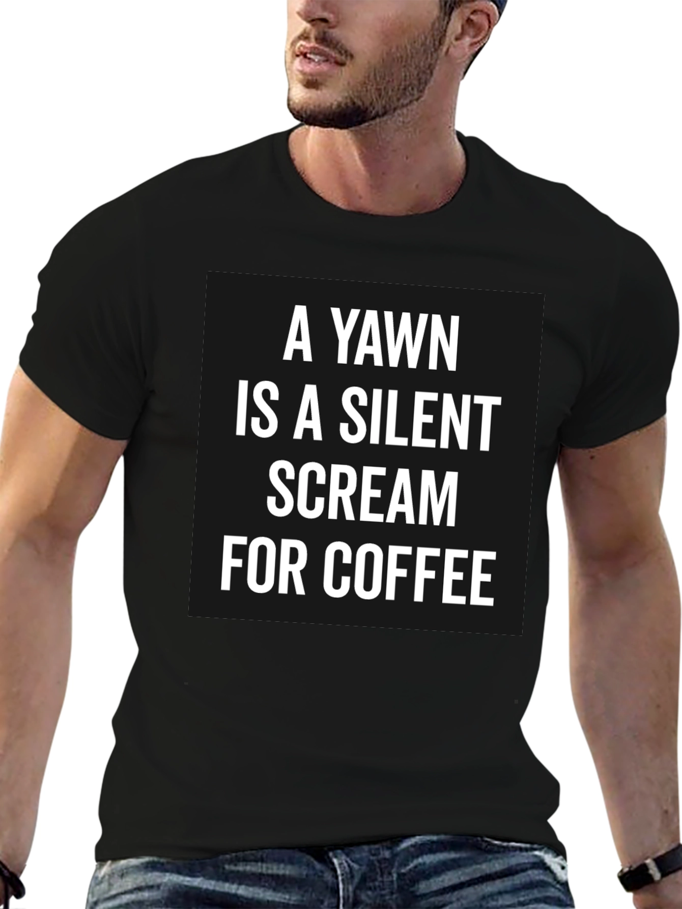 Yawn Silent Scream Coffee T-Shirt - Black