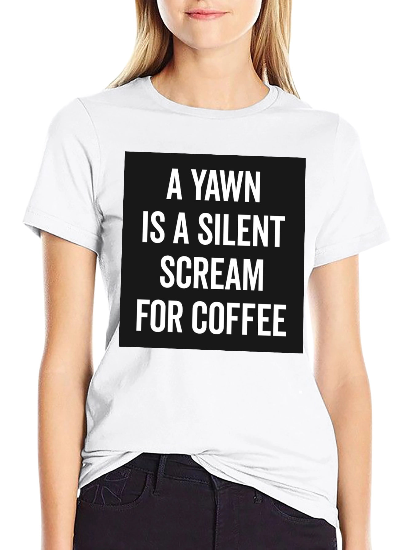 Yawn Silent Scream Coffee T-Shirt - Black
