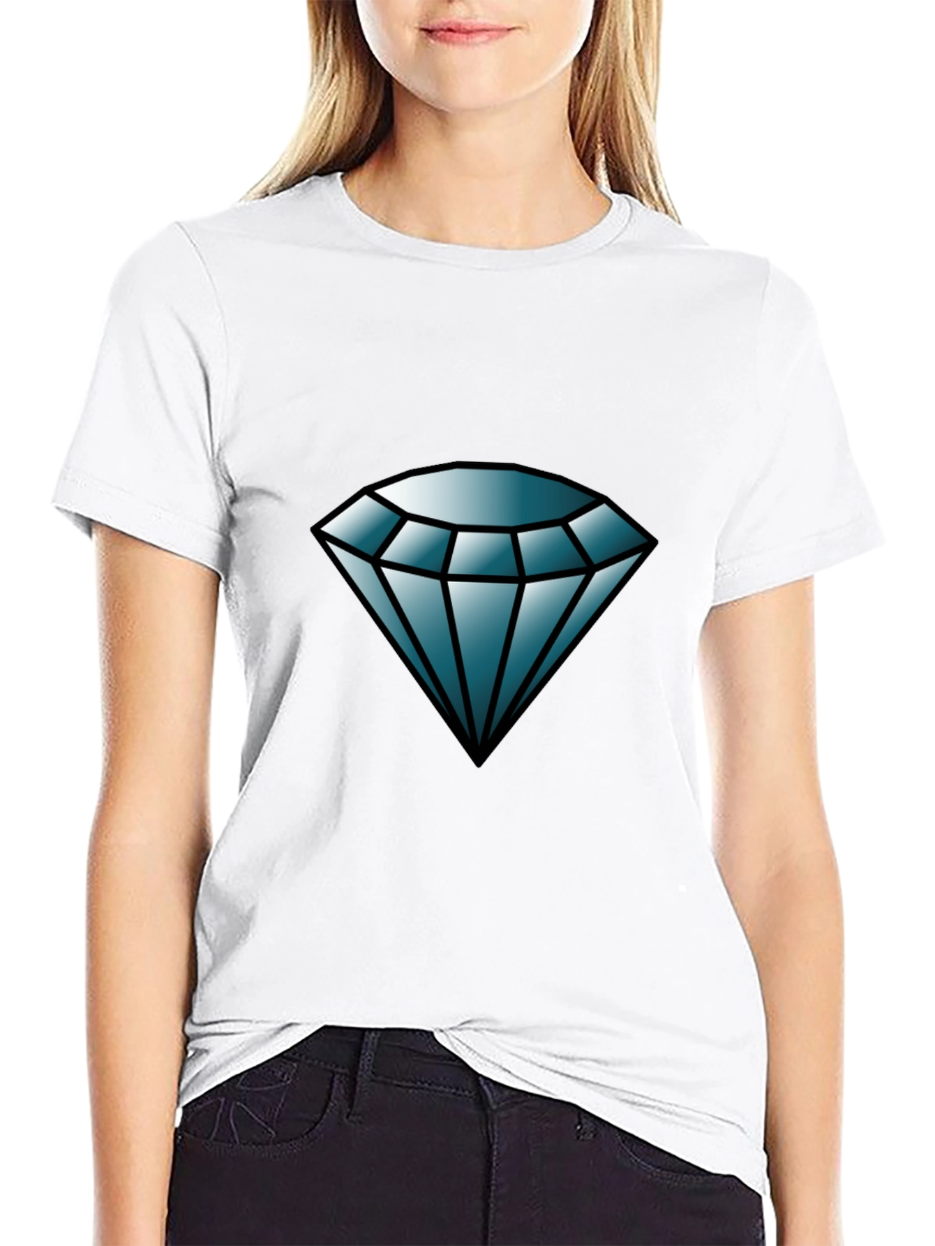 Diamond Graphic Tee - Black Casual T-Shirt