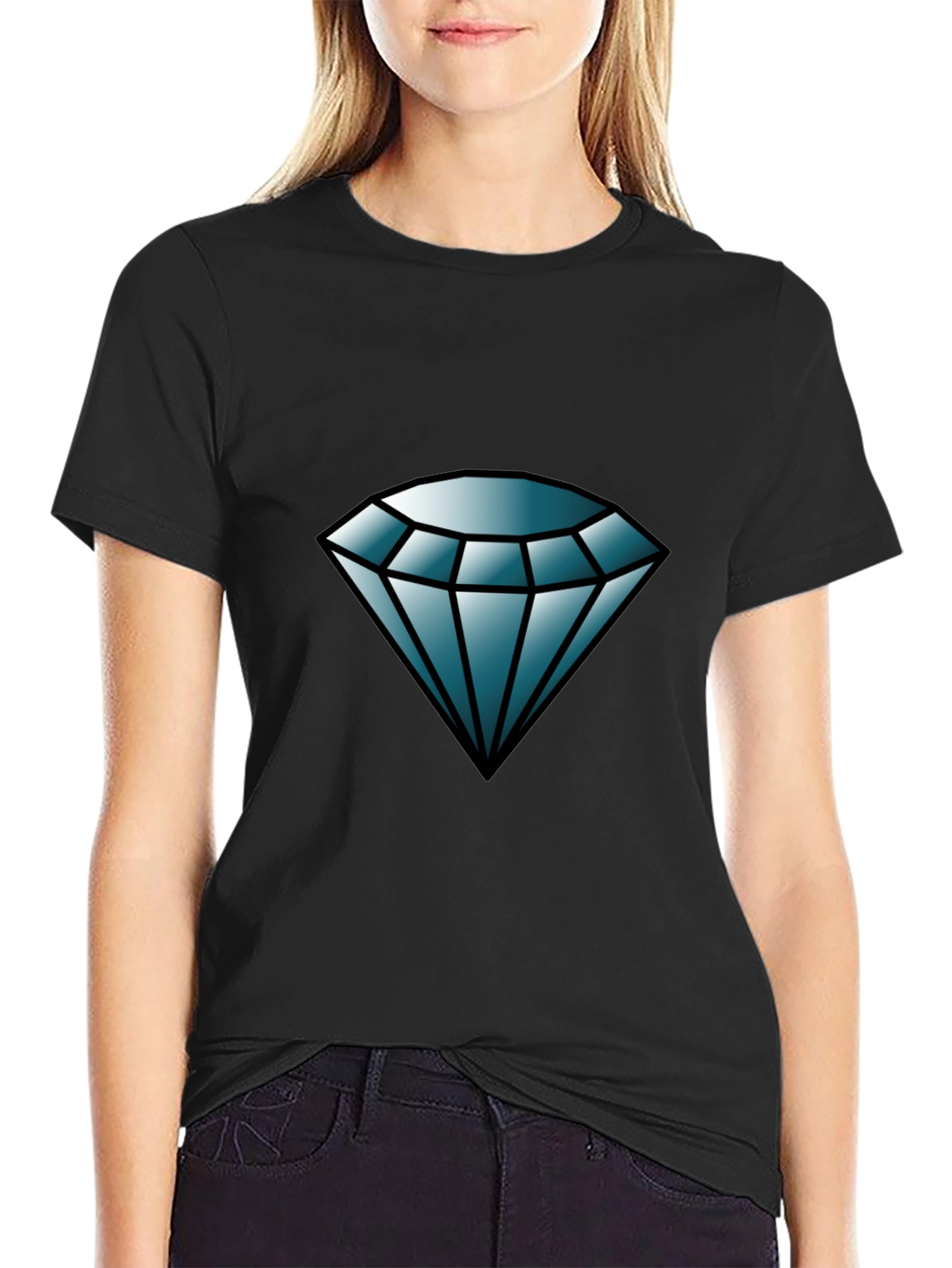 Diamond Graphic Tee - Black Casual T-Shirt