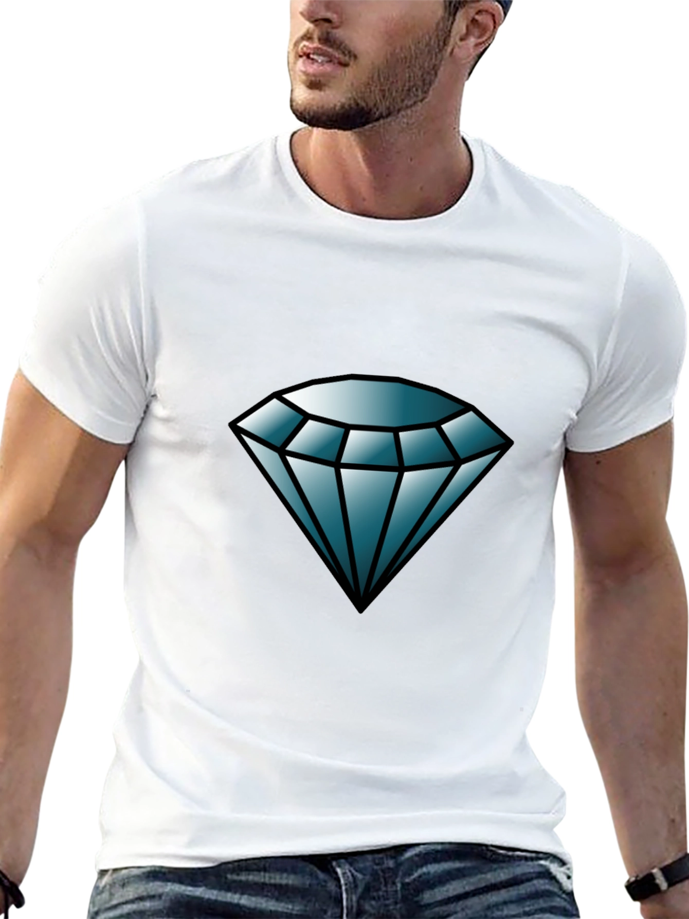 Diamond Graphic Tee - Black Casual T-Shirt