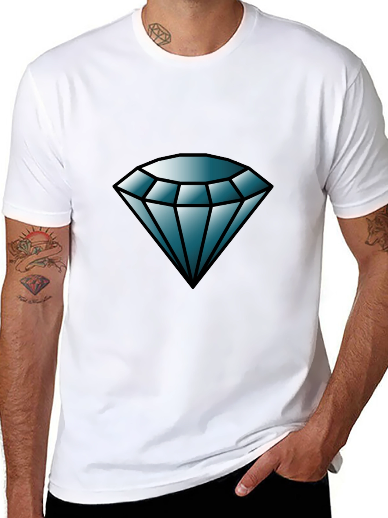Diamond Graphic Tee - Black Casual T-Shirt