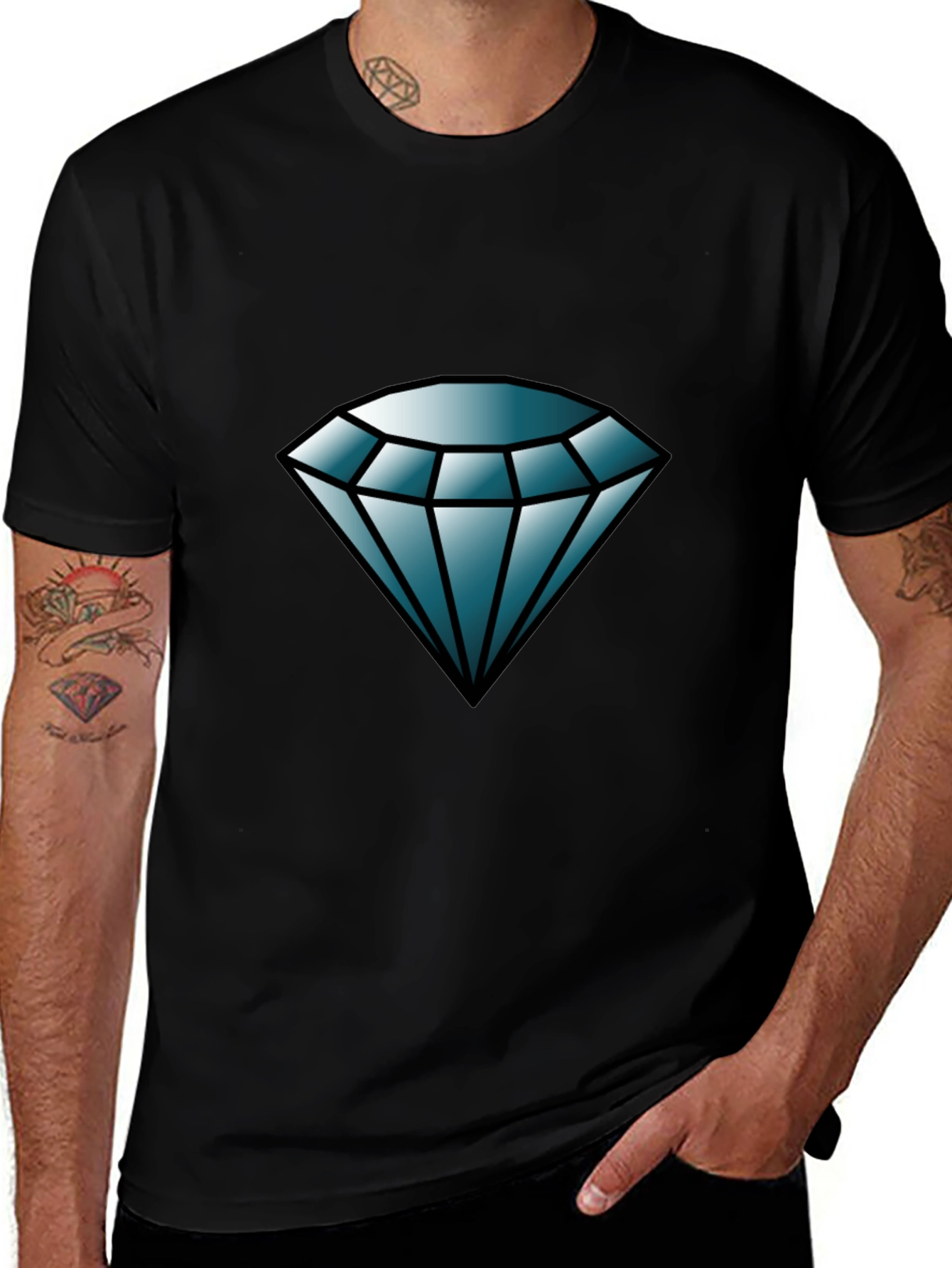 Diamond Graphic Tee - Black Casual T-Shirt