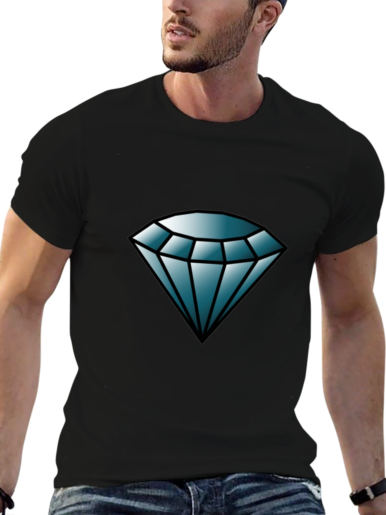 Diamond Graphic Tee - Black Casual T-Shirt
