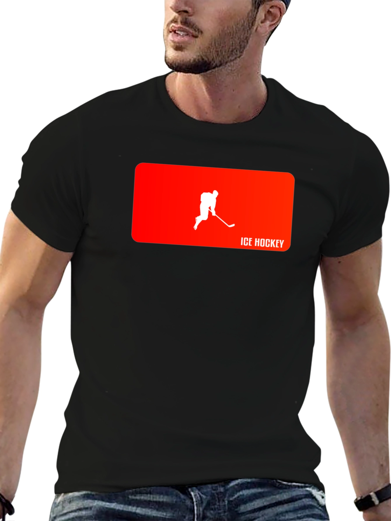 Ice Hockey Graphic Tee - Black