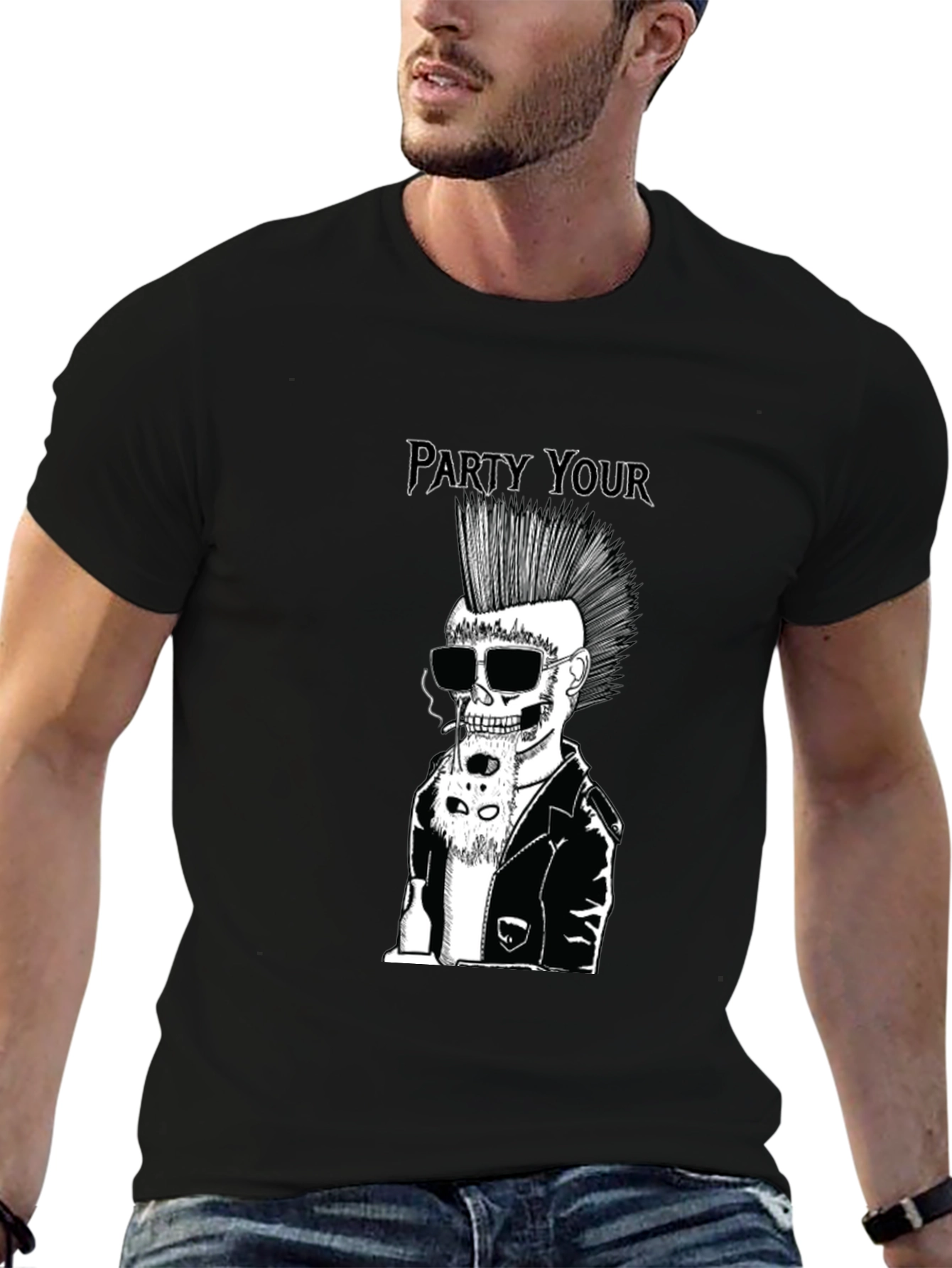Party Your Skeleton Punk Rock Black T-Shirt