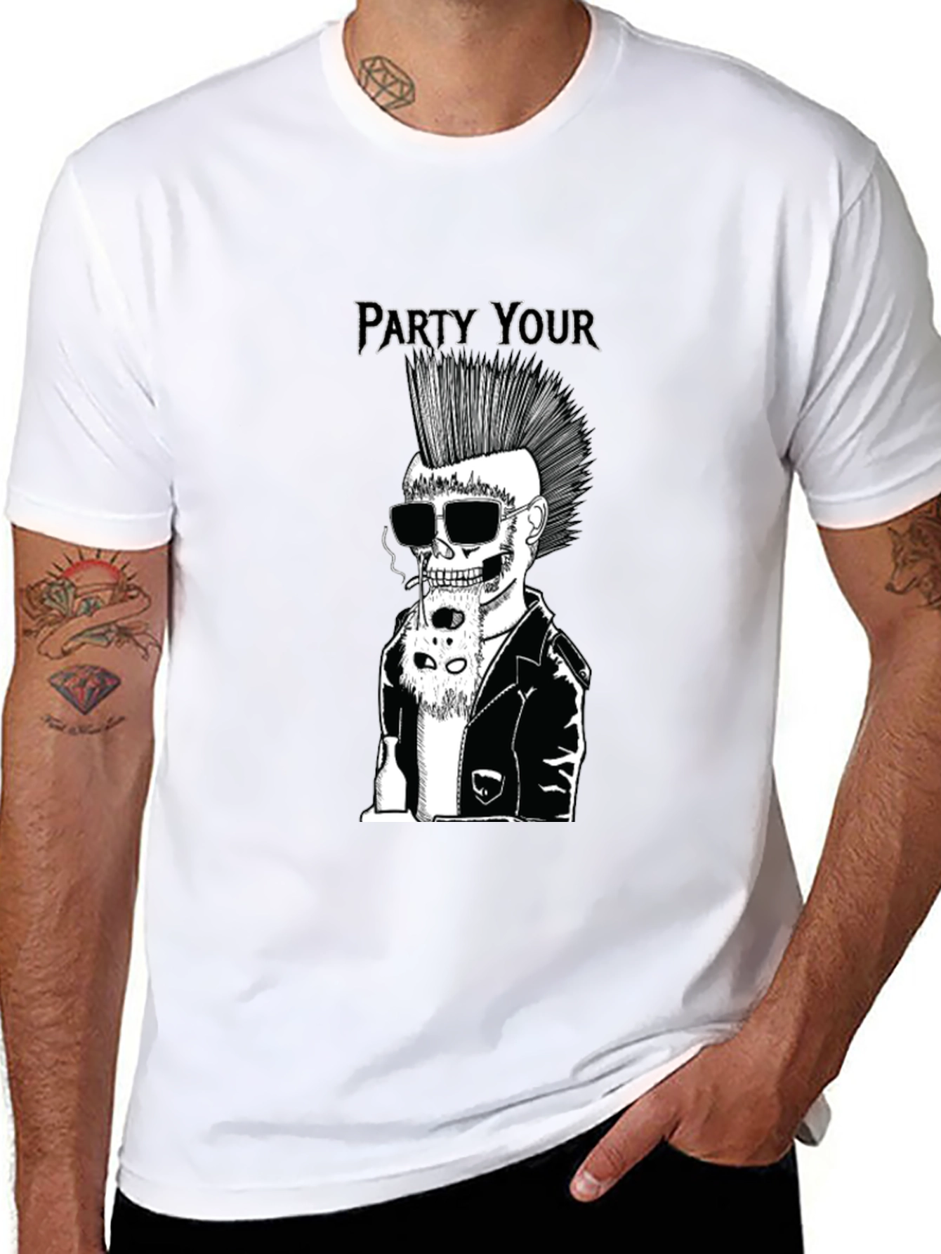 Party Your Skeleton Punk Rock Black T-Shirt