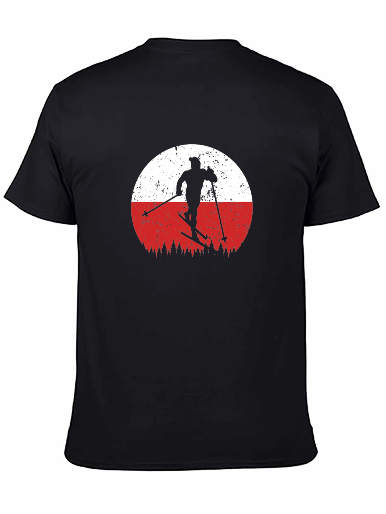 Skiing Silhouette Graphic Tee - Retro Style