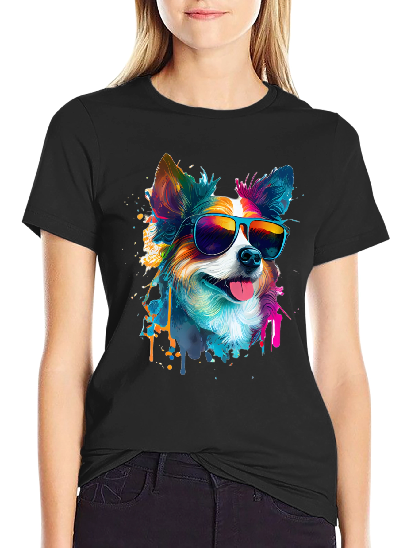 Cool Dog Graphic Tee - Mens Black T-Shirt