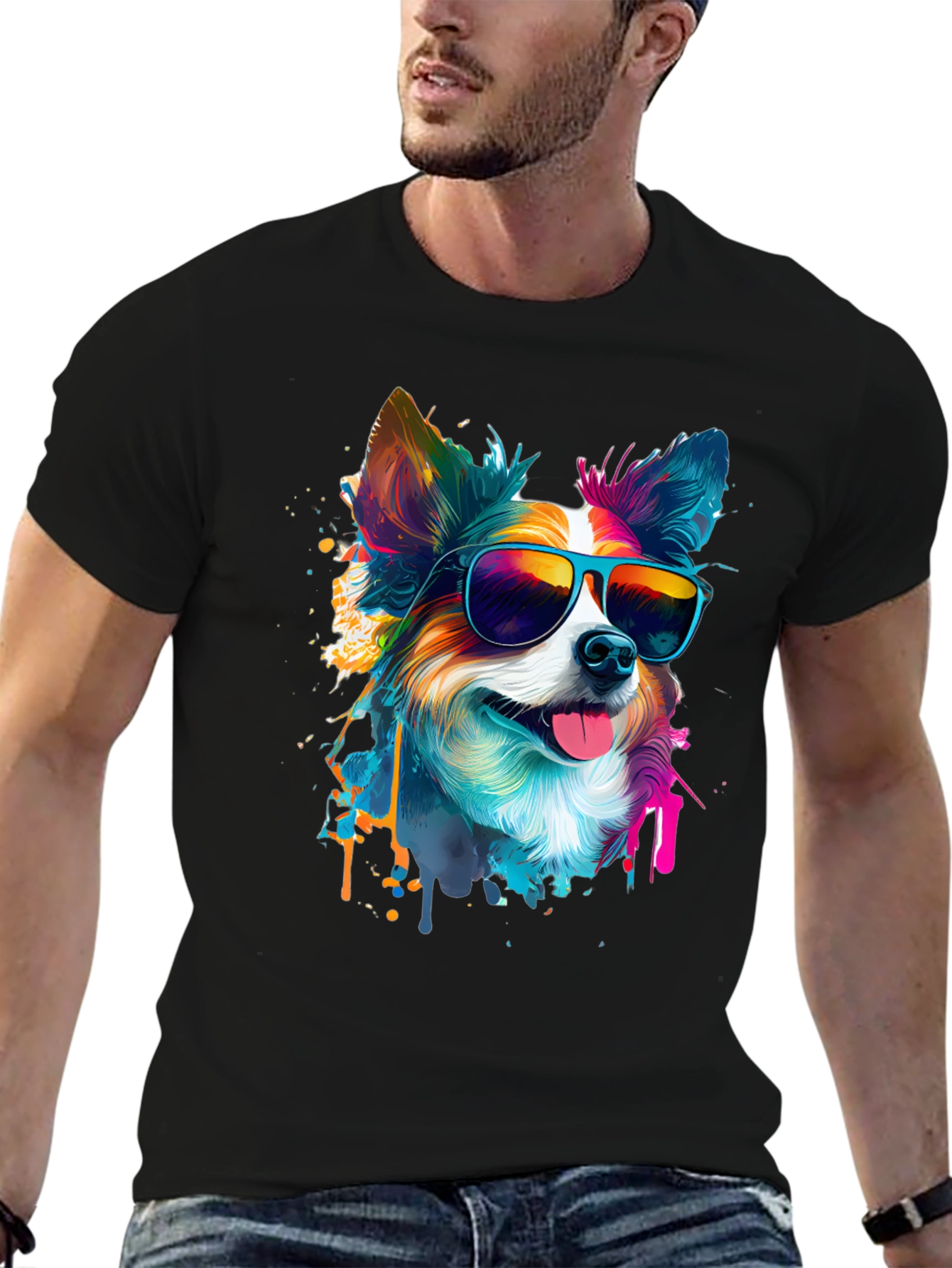 Cool Dog Graphic Tee - Mens Black T-Shirt