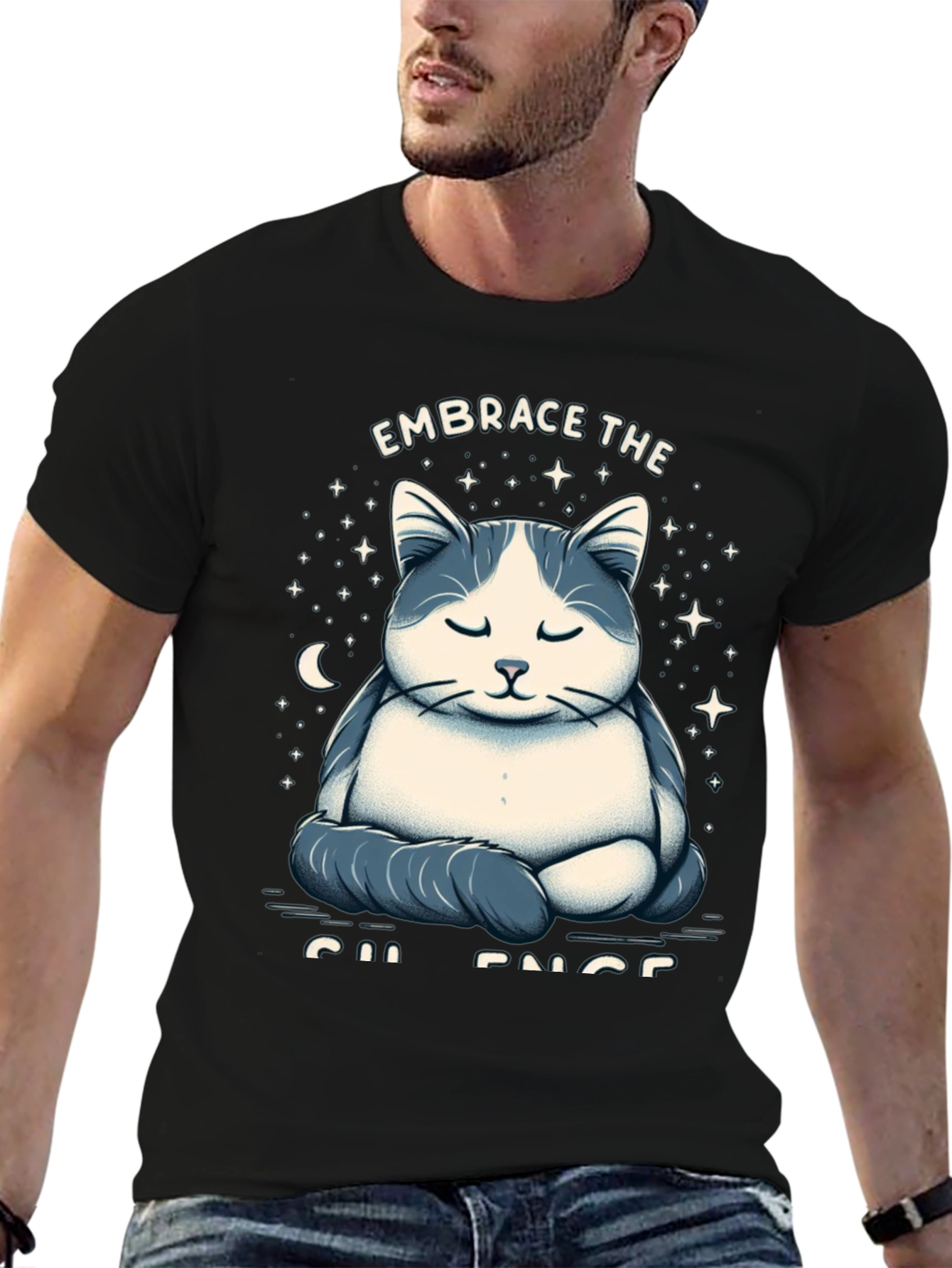 Zen Cat Meditation Graphic T-Shirt