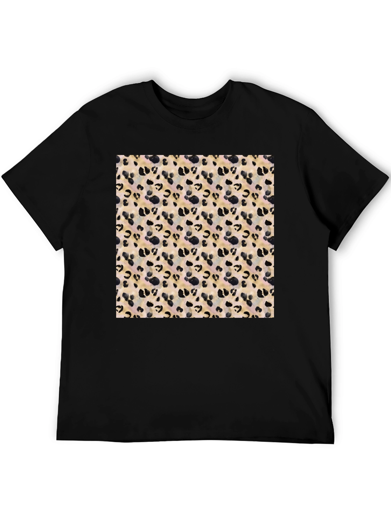 Trendy Leopard Print Black T-Shirt