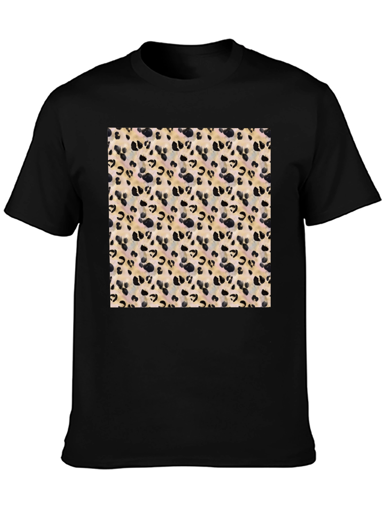 Trendy Leopard Print Black T-Shirt