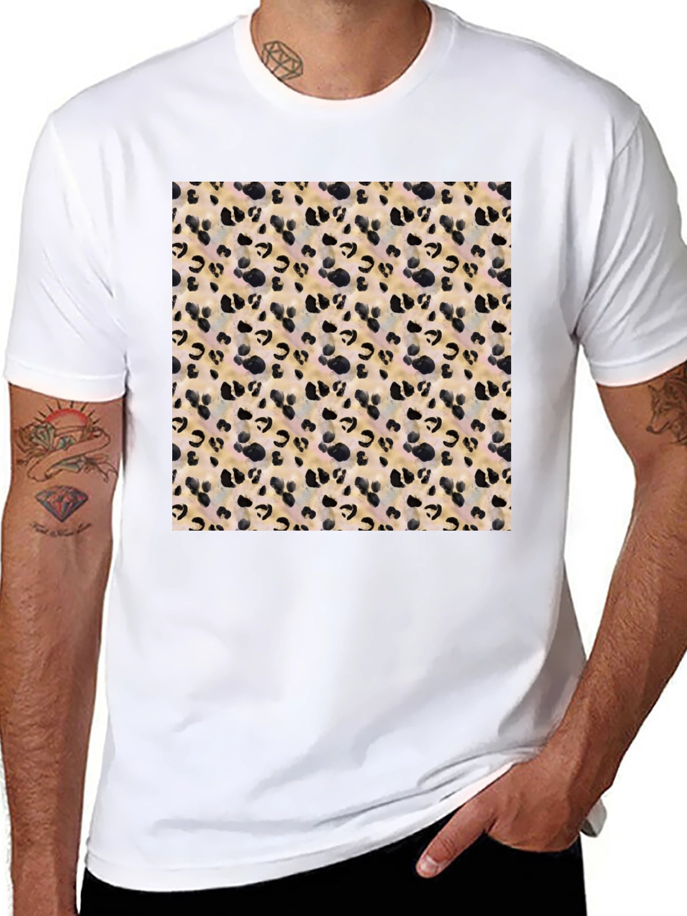 Trendy Leopard Print Black T-Shirt