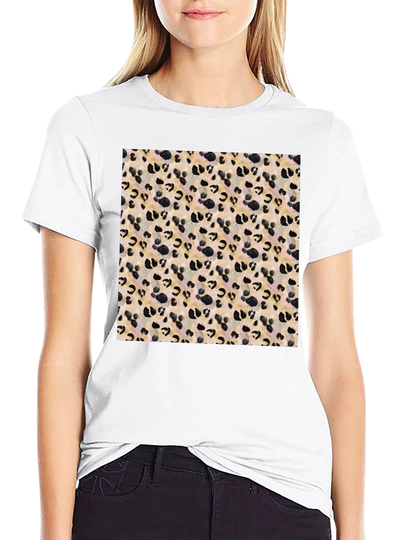 Trendy Leopard Print Black T-Shirt