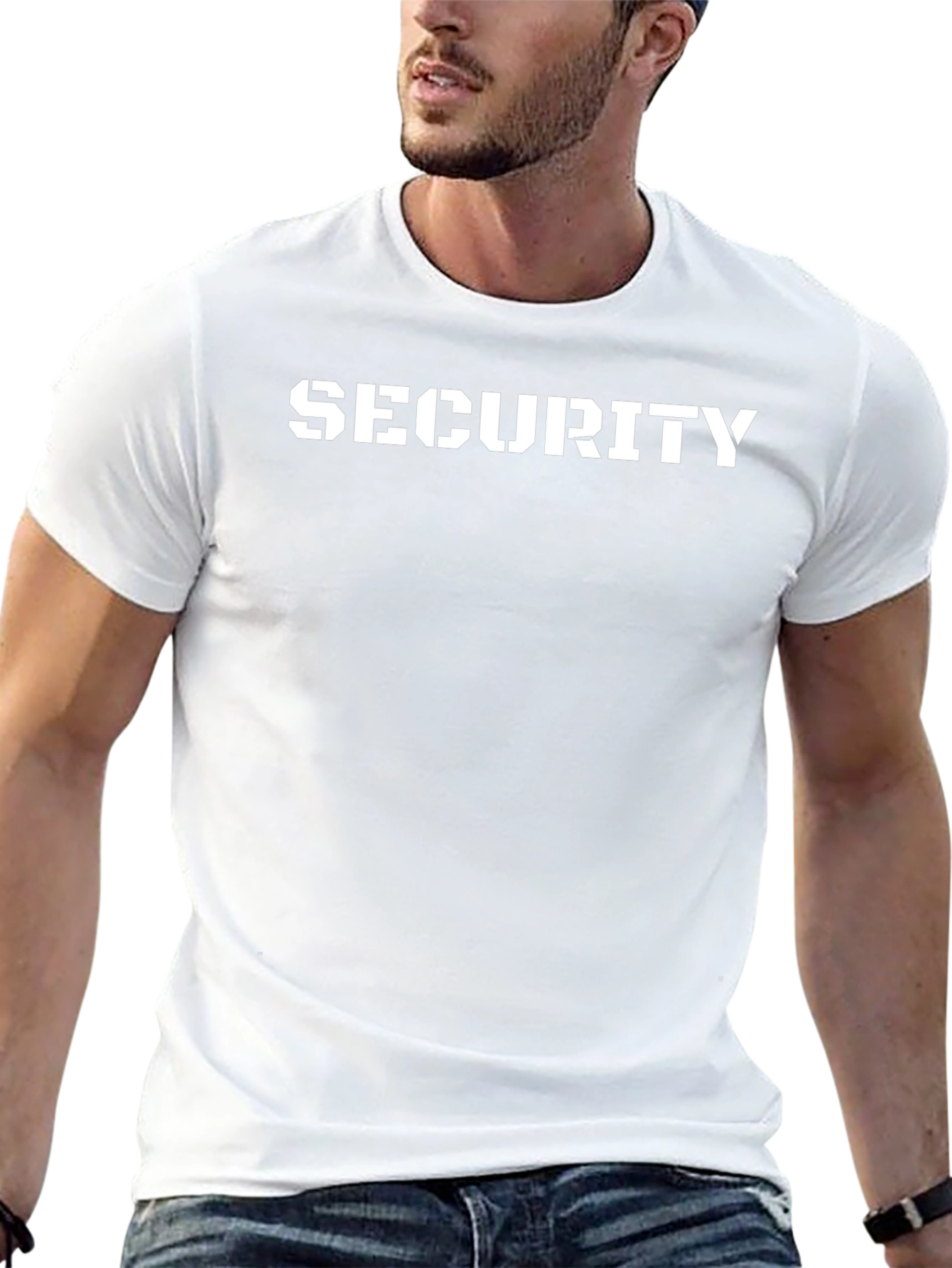 Security T-Shirt - Stencil Font Black Tee