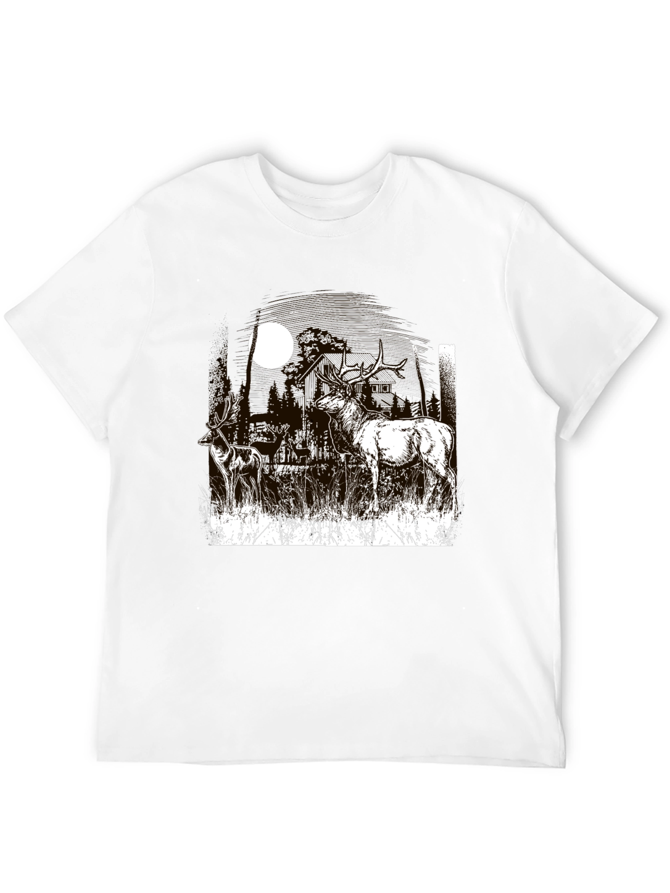 Deer Graphic T-Shirt Black Cotton Tee